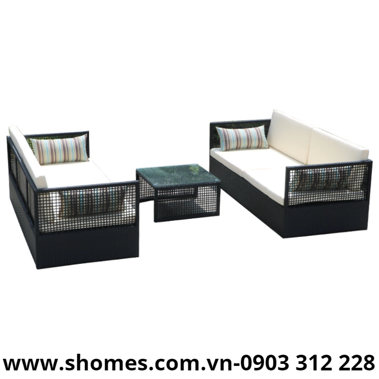 ban ghe sofa thu gian phong cach 7027 - Bộ sofa nhựa giả mây cao cấp